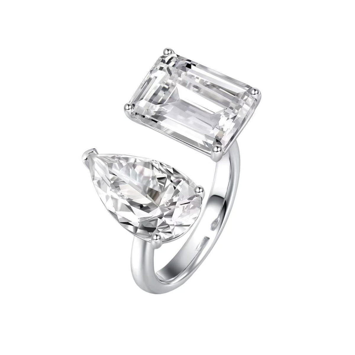 Pear shape Dual Stone Moissanite Ring